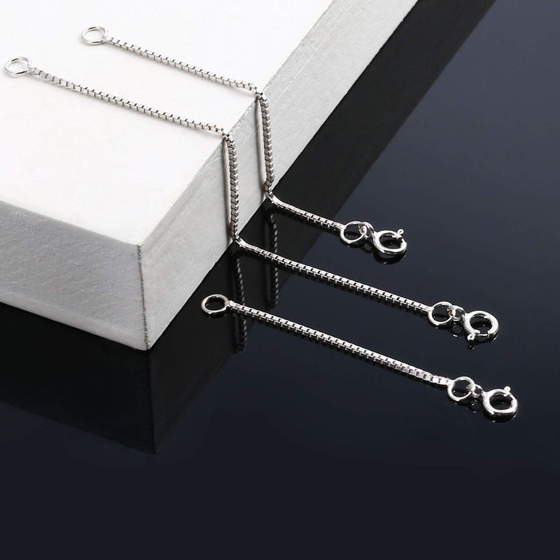 [Australia] - LANCHARMED Set of 3 Box Chain Extenders |2 3 4 Inches Sterling Silver Necklace Extenders 0.8mm 