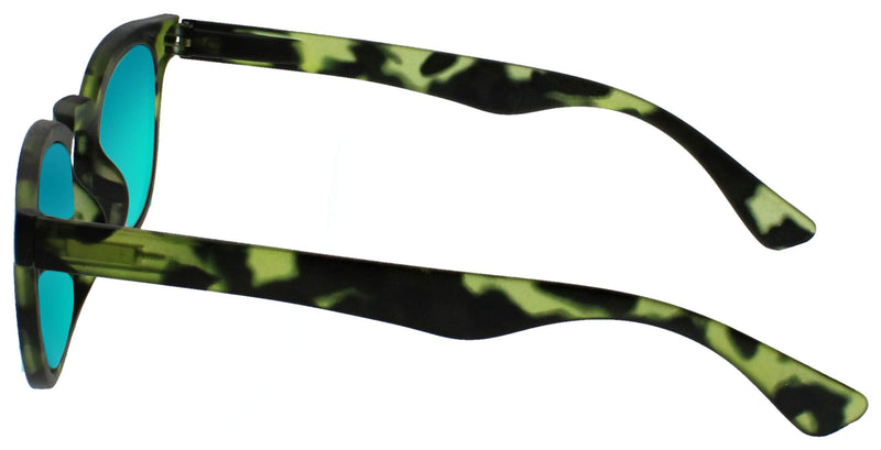 [Australia] - Opulize Bay Mirrored Thick Round Mens Womens Matt Green Tortoiseshell Sun Readers UV400 S97-6 +0.00 +0.00 Magnification 
