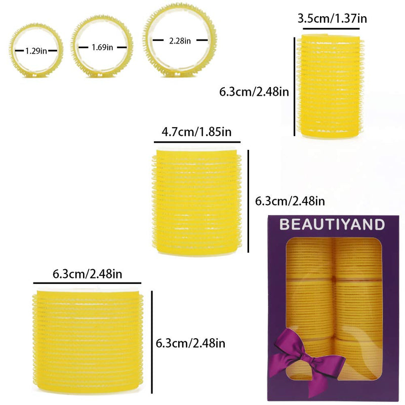 [Australia] - Jumbo Size Hair Roller sets, Self Grip, Salon Hair Dressing Curlers, 3 Inch Hair Curlers, 3 Size 18 Packs (6XJUMBO+6XLARGE+6XMEDUIEM) 6XJUMBO+6XLARGE+6XMEDUIEM Yellow 