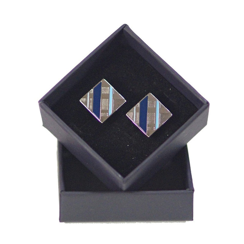 [Australia] - Salutto Mens Simple Series Luxury French Tuxedo Shirt Cufflinks with Gift Box Blue Twill 