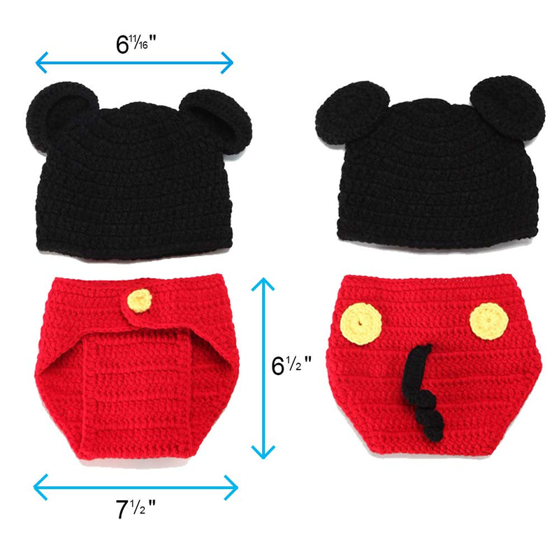 [Australia] - ZOCONE 2 Sets Cotton Knitted Newborn Photography Costume for Girls and Boys (0-3 Months) Dinosaur and Mouse 