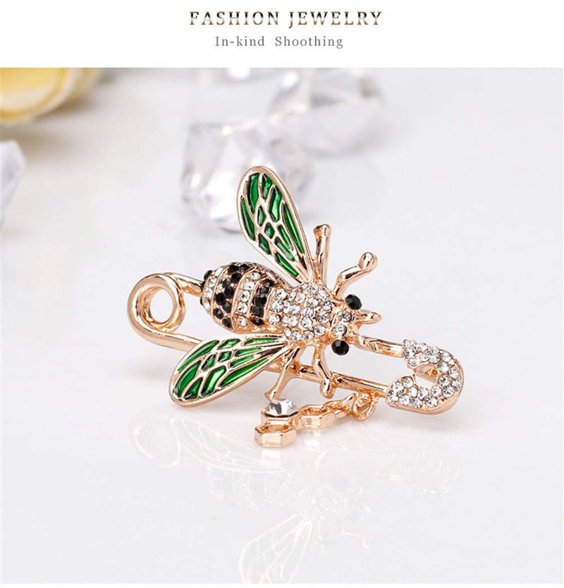 [Australia] - GYAYU Bee Brooch pins Women Enamel Crystal Insect Pin Lapel Pin Large Safety Pin 