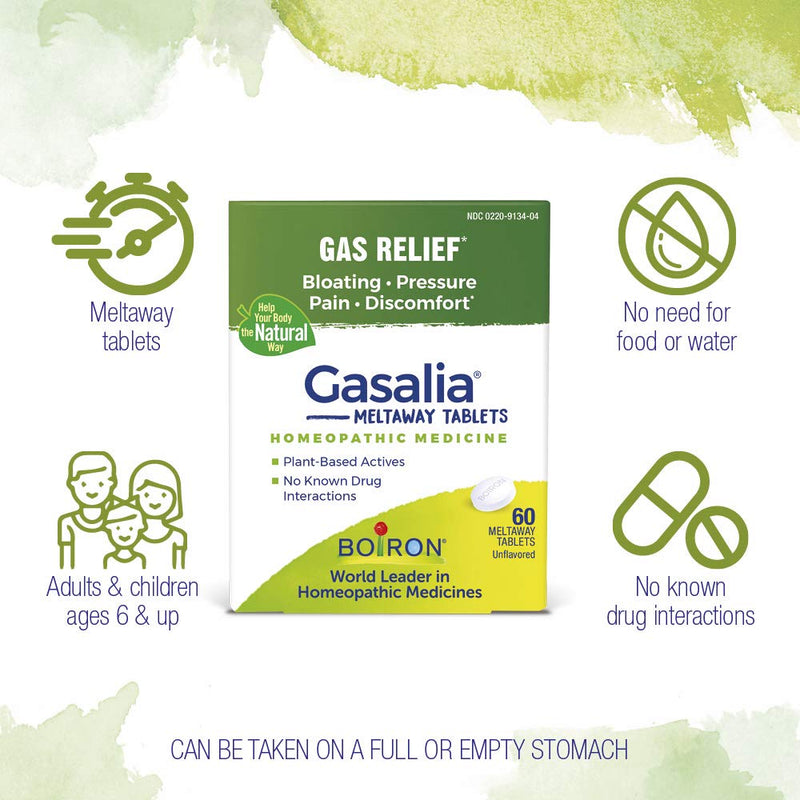 [Australia] - Boiron Gasalia Tablets for Relief from Gas Pressure, Abdominal Pain, Bloating, and Discomfort - 60 Count 