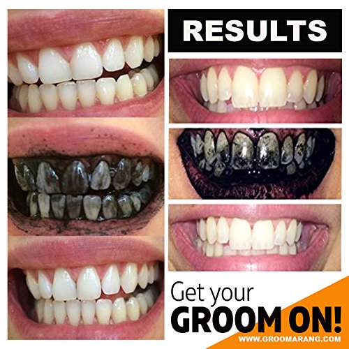 [Australia] - Groomarang Activated Charcoal And Coconut Shell Mint Orange Teeth Whitening Powder 50g FREE Bamboo Toothbrush 