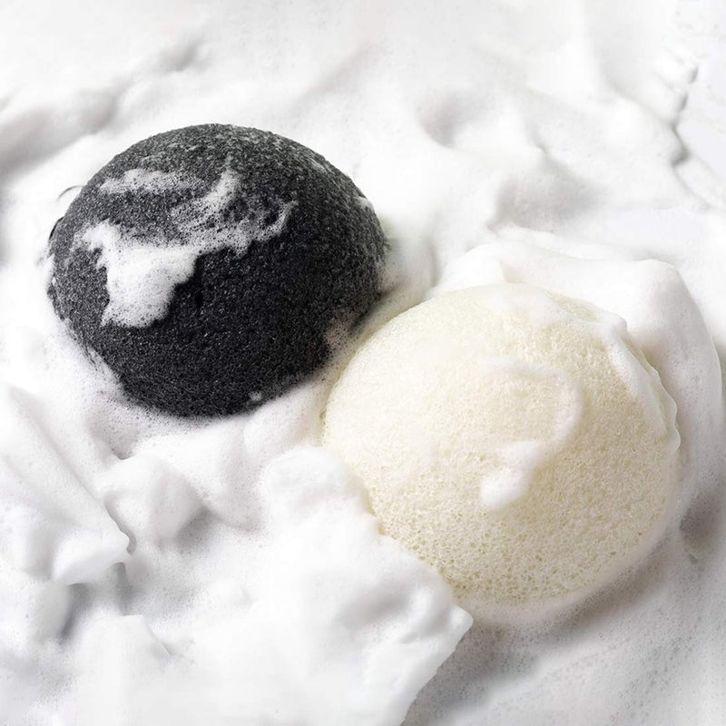 [Australia] - ESMOSEN Natural Konjac Facial Sponges, Organic Facial Cleansing Sponge with Activated Charcoal for Gentle Exfoliating, Deep Pore Cleansing, Remove Impurities 