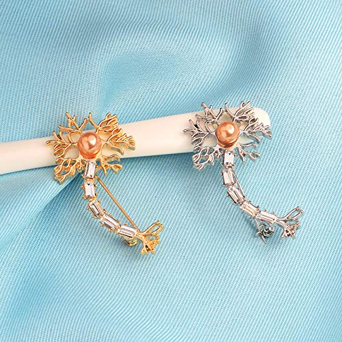 [Australia] - Neuron Pin with Zircon Brain Nerve Cell Medical Jewelry Doctor Medical School Jewelry Gifts Men Women Brooch silver 