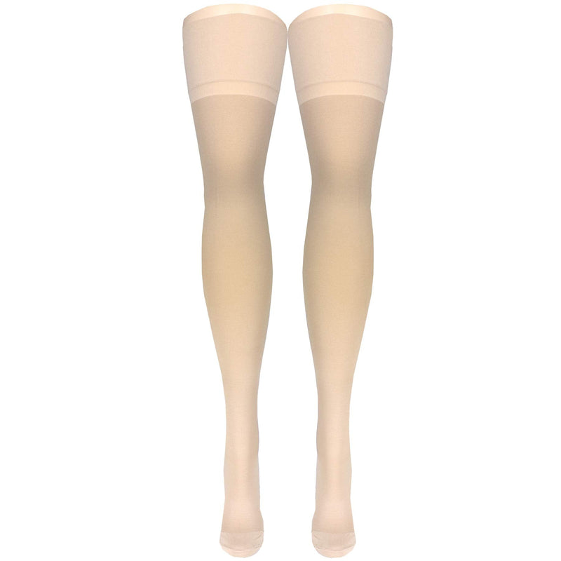 [Australia] - Truform 20-30 mmHg Compression Stockings for Men and Women, Thigh High Length, Closed Toe, Beige, Medium 