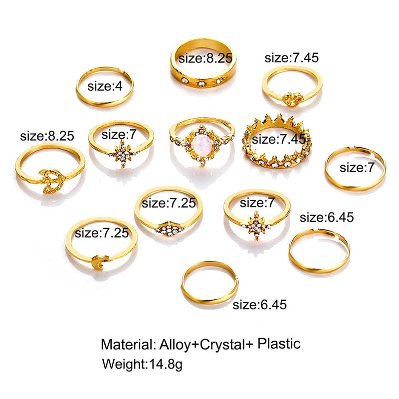 [Australia] - Yheakne Boho Rings Set Gold Rhinestone Knuckle Rings Stacking Crystal Midi Finger Rings Fashion Rings Accessories for Women and Teen Girls Style A 