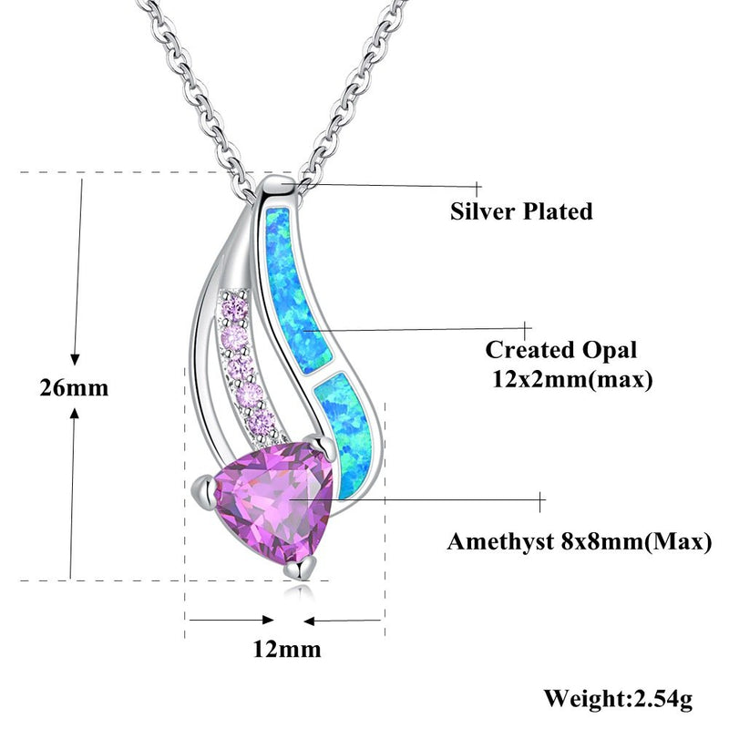 [Australia] - CiNily Heart Pendant Necklace 14K White Gold/Rose Gold Plated Opal Jewelry for Women Girls herat-amethyet 