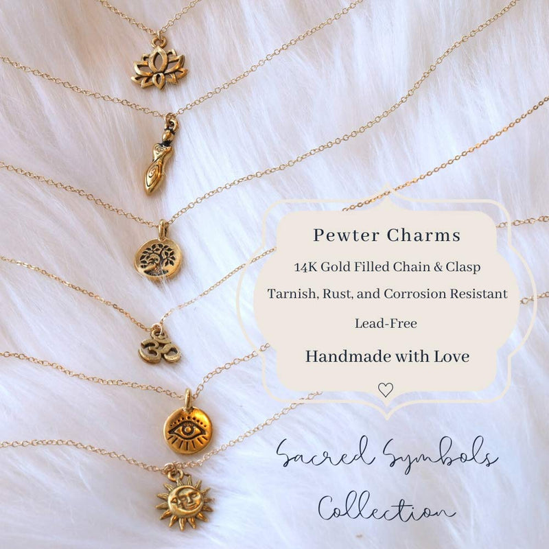 [Australia] - MAEMAE Spiritual Charms Necklaces, 14k Gold Filled Hope & Inspirational Jewelry 16-18" Lotus Flower 