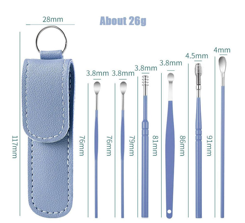 [Australia] - AONUOWE 6 Pcs Ear Pick Earwax Removal Kit, Ear Cleansing Tool Set, Ear 11.7x2.8x2cm Blue 