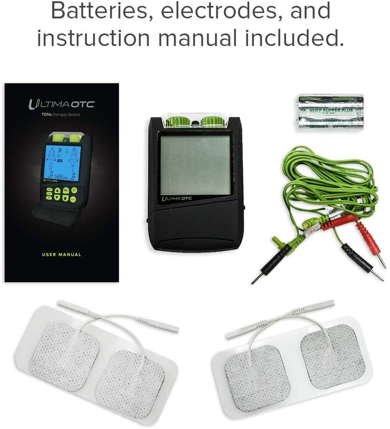 [Australia] - TENS Therapy Massager by Ultima OTC - Electric Muscle Contraction Stimulator for Electrotherapy Pain Relief - Massage Unit and Pain Therapy Device (White) 