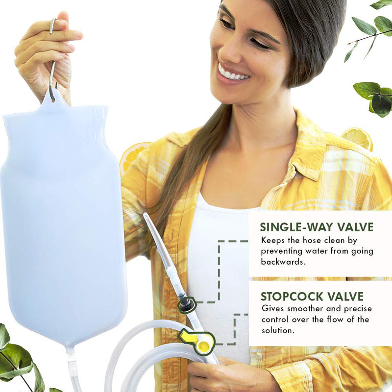 [Australia] - Mikacare Enema Bag Kit Clear Non-Toxic Silicone. for Coffee and Enema Kit for Colon Cleansing - Enema Detox - 2 Quart - Home Colonic Kit - Enema Coffee not Included 