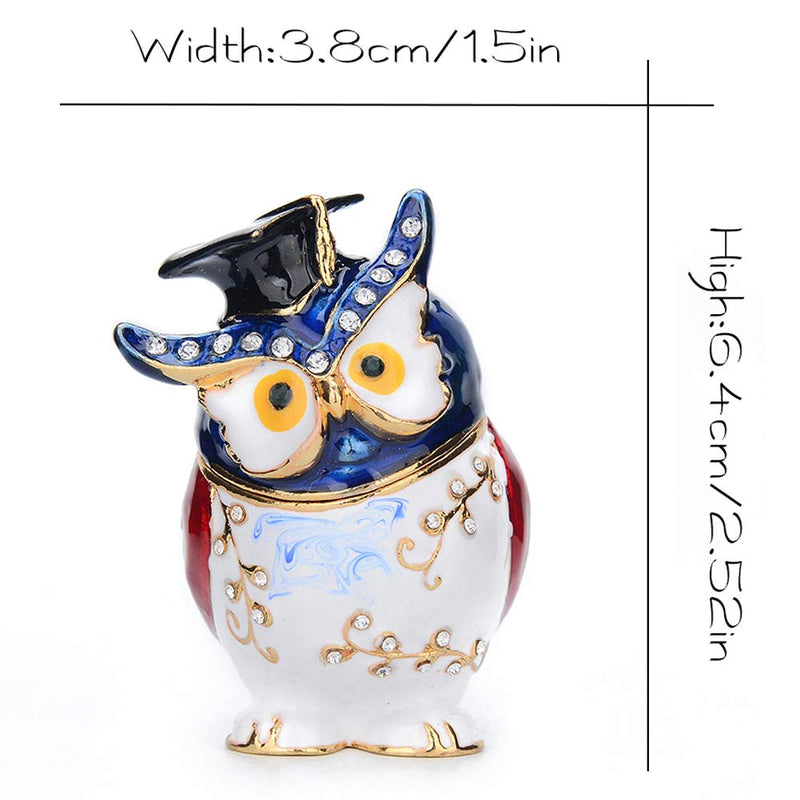 [Australia] - Furuida Trinket Box Blue Owl with Hinged Enameled Jewelry Box Classic Animal Ornaments Metal Craft Gift for Home Decor 