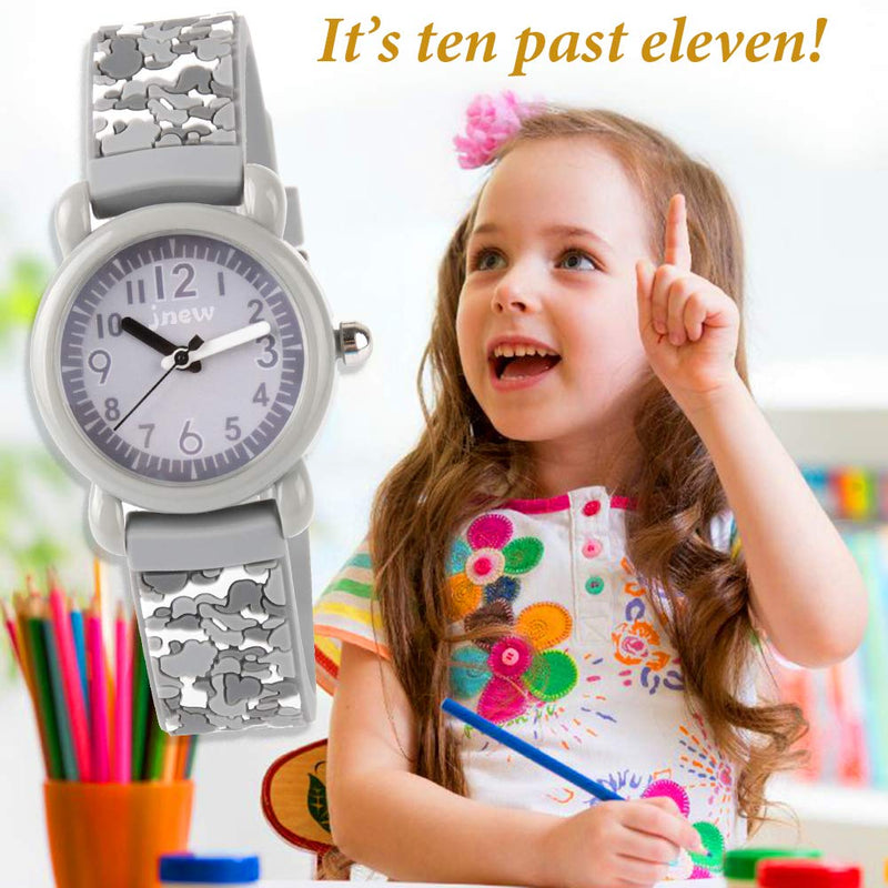 [Australia] - Venhoo Kids Watches 3D Cartoon Waterproof Silicone Children Wrist Watch Child Gifts for 3-10 Little Girls Boys Child-Camouflage Gray 