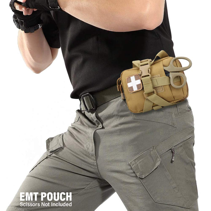 [Australia] - LIVANS Tactical EMT Pouch, Rip Away Molle Medical Pouches IFAK Tear-Away First Aid Kit Emergency Survival Bag for Travel Outdoor Hiking Khaki 