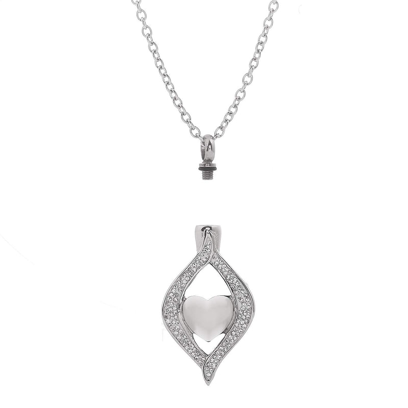 [Australia] - Crystal Teardrop Heart Cremation Urn Pendant Memorial Necklace Stainless Steel Ashes Holder Keepsake Jewelry 