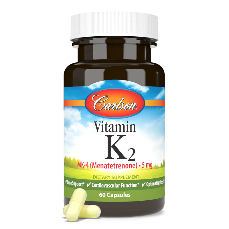 [Australia] - Carlson - Vitamin K2, MK-4 (Menatetrenone), Vitamin K Supplement, Bone & Heart Health, K2 Vitamin, Soy-free, 60 capsules 60 Count (Pack of 1) 