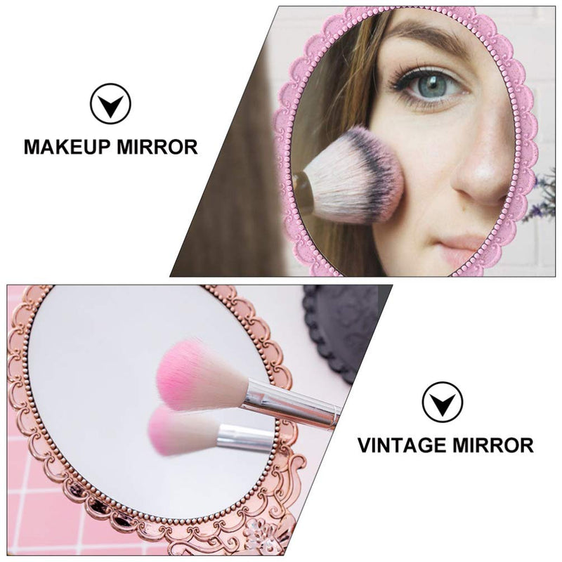 [Australia] - Beaupretty 2pcs Hand Mirror with Handle Small Handheld Mirror Plastic Hand Held Mirror for Salon Barbershops Self Haircut Hairdressing Makeup 