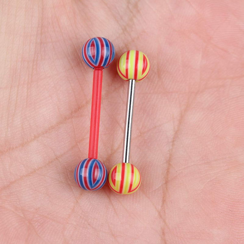 [Australia] - CrazyPiercing 110 PCS Wholesale 14g Tongue Rings Barbells Assorted Colors 55pcs acrylic bar & 55pcs stainless steel bar 