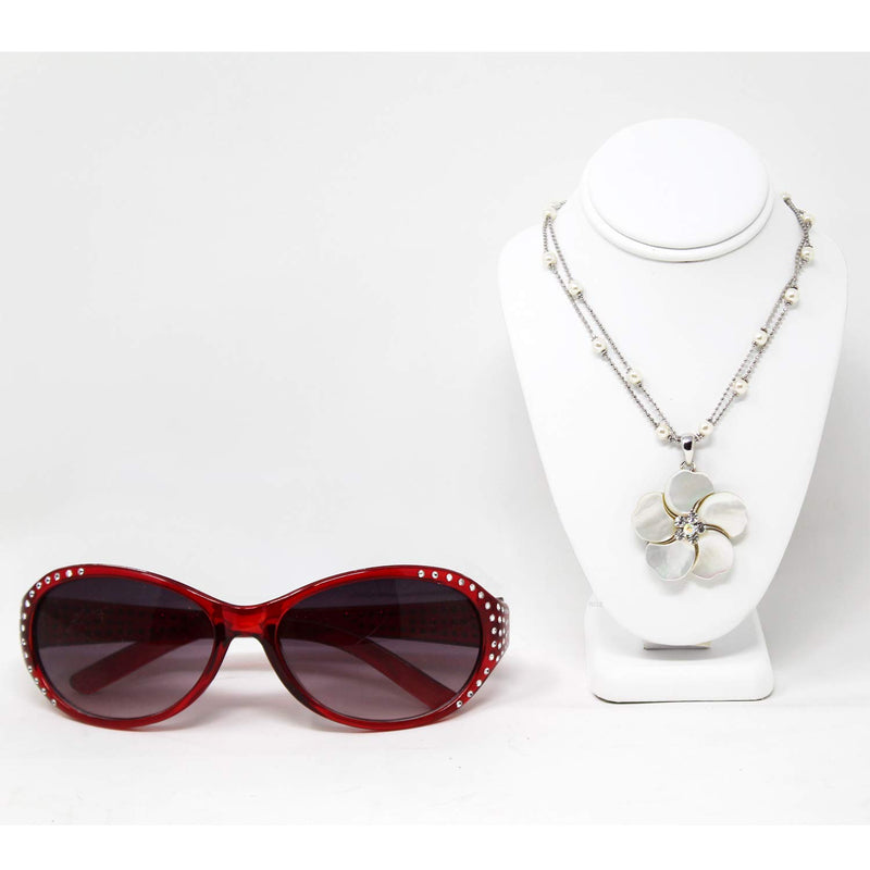 [Australia] - MOOCA 2 Pcs Set Small Necklace Chain Jewelry Bust Display Holder Stand, leatherette Necklaces Display Necklace Mannequin, Necklace Bust, Jewelry Bust Stand 6 1/4"H, White Leatherette White Faux Leather 