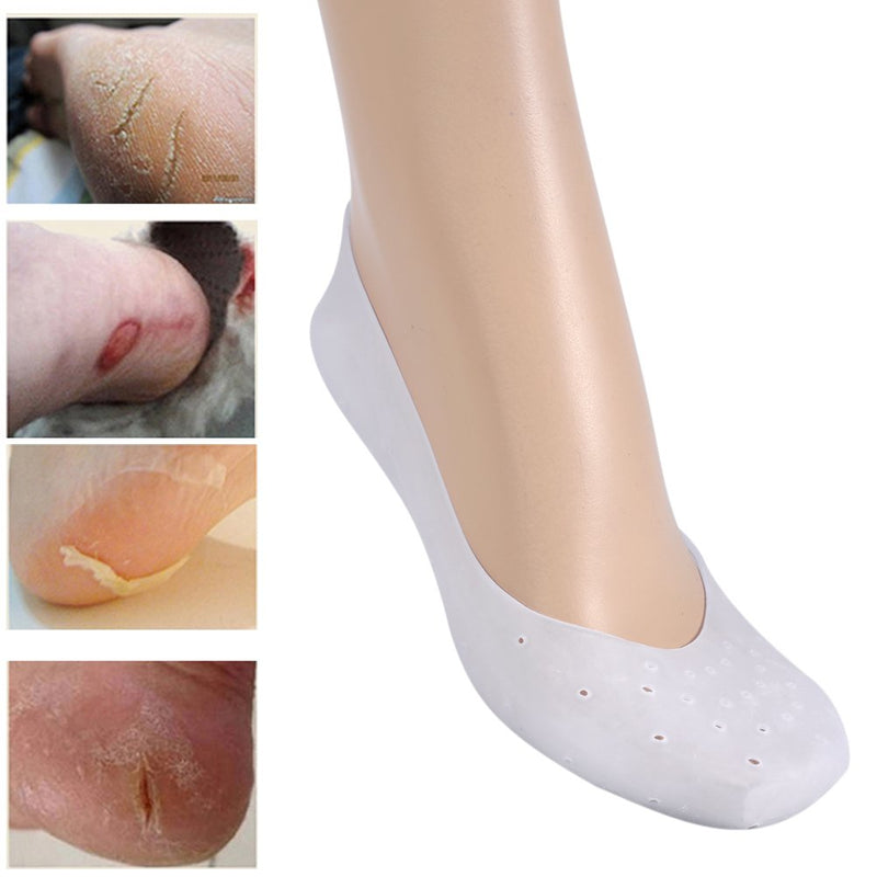 [Australia] - 1Pair Silicone Socks Foot Protector Full Length Foot Silicone Gel Socks Moisturizing Cracked Skin Care for Foot Care(S) S 