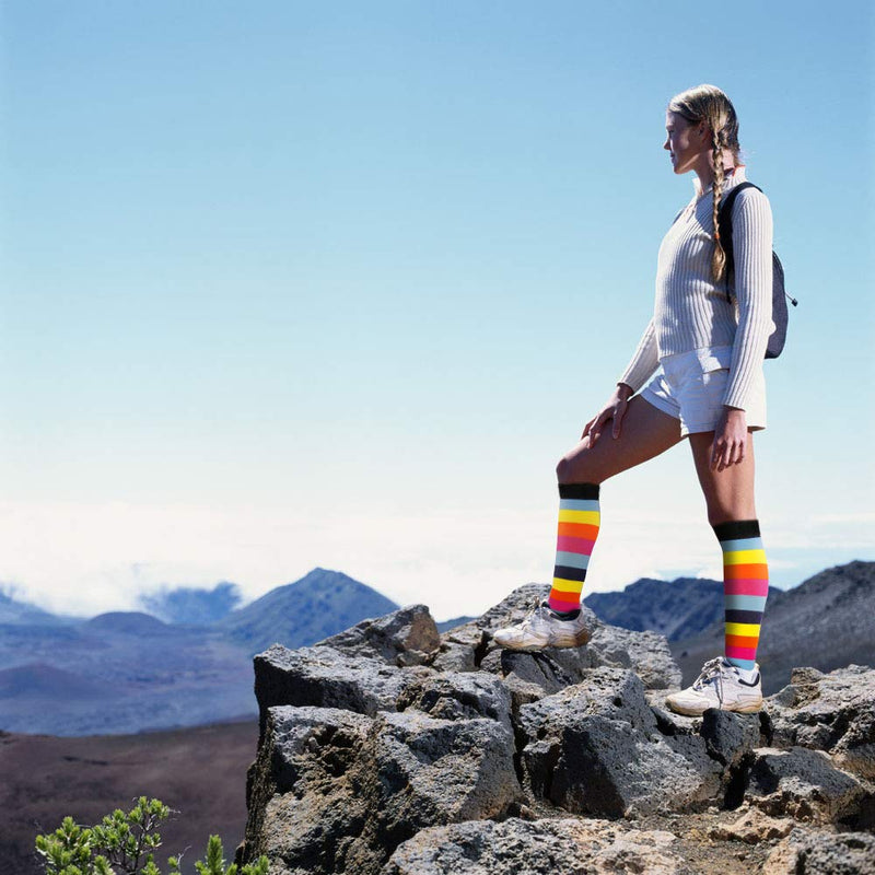 [Australia] - 3 Pairs Compression Socks for Women Men 20-30mmhg Knee High Stocking for Sports Running Travel Nurses Pregnancy Multicoloured 1 Small-Medium 