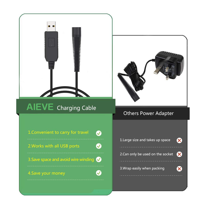 [Australia] - AIEVE Charger for Braun Shaver,USB Charger Cable 12V Power Cable for Braun Beard Trimmer Shaver Series 3, Series 7, Series 9,Series 1,3020S,3080S,760CC,790CC,340s,190s,5190cc,5210,9095cc 