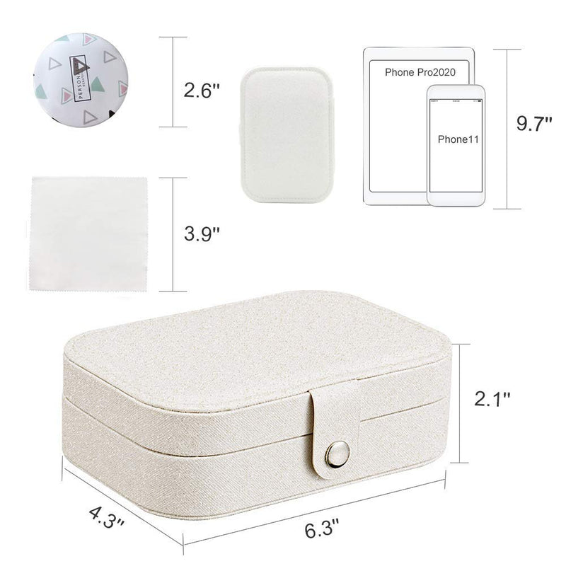 [Australia] - Goodking Jewelry Box with Mini Mirror & Wipe Cloth, Travel Jewelry Organizer with Double Layer, Women Girls Gift Jewelry Case, Portable Jewellery Accessories Storage Holder for Necklace/Earrings/Rings 