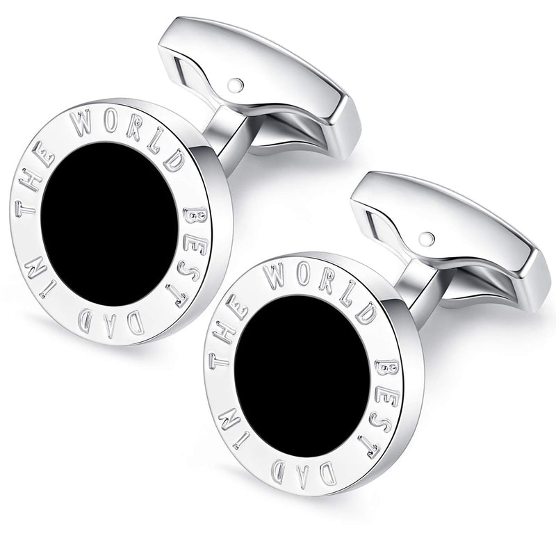 [Australia] - HONEY BEAR Round Cufflinks for Mens Shirt Best Dad in The World for Fathers Day Black 