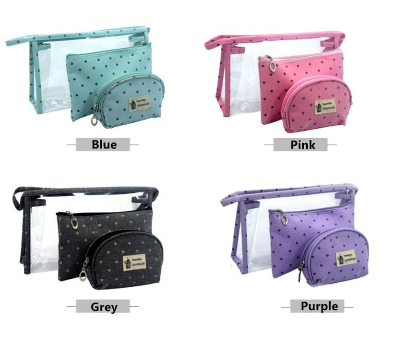 [Australia] - XICHEN 3 sets of transparent waterproof PVC cosmetic bag (Purple) 