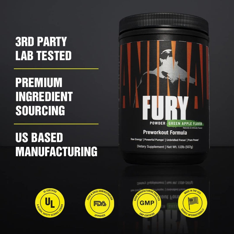 [Australia] - Animal Fury Pre Workout Powder Supplement for Energy and Focus 5g BCAA 350mg Caffeine Nitric Oxide Without Creatine Powerful Stimulant for Bodybuilders, Watermelon, 30 Servings 