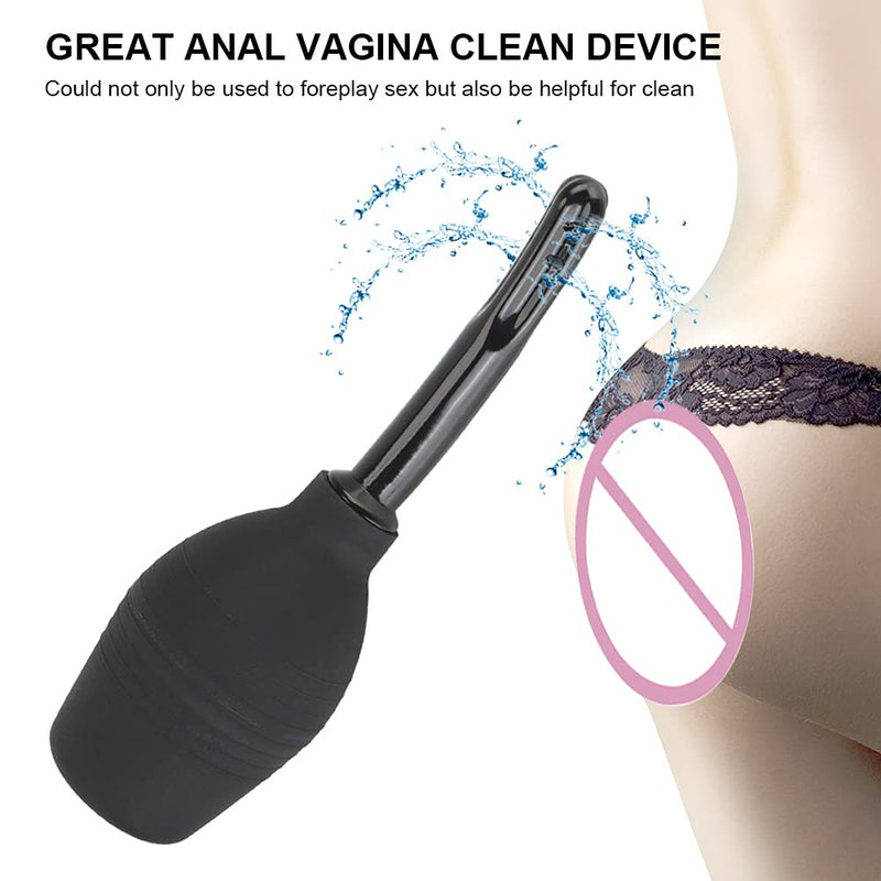 [Australia] - JIAHAO Anal Douche Enema Bulb Vaginal Douche Enema Cleaner for Women’s or Man’s Health (Black) Black 