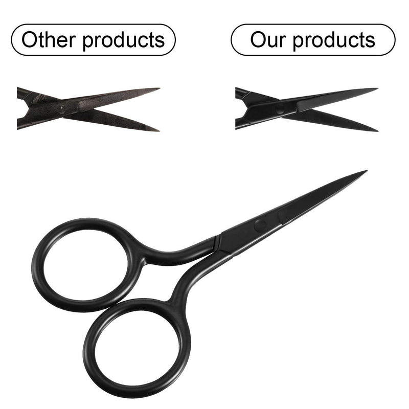 [Australia] - 3 Pack Nose Hair Scissors Facial Hair Scissors Small Scissors Stainless Steel Straight Tip Scissor for Eyebrows, Nose, Moustache, Beard (Black) Black 