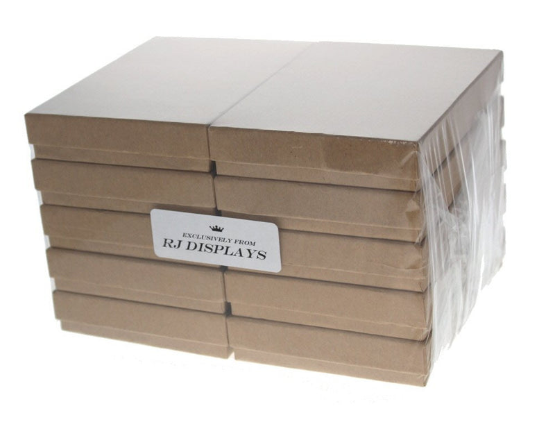 [Australia] - 10 Pack Cotton Filled Kraft Color Jewelry Gift and Retail Boxes 5.25 X 3.75 X 1 Inch Size 