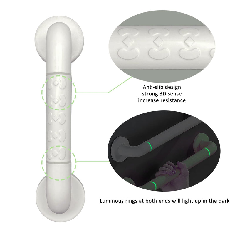 [Australia] - Bathroom Grab Rail with Anti-Slip Grip and Luminous Circles Bath Grab Handle Shower Grab Rail Safety Handle for Kids, Elderly, Disabled, 30cm White 30cm 