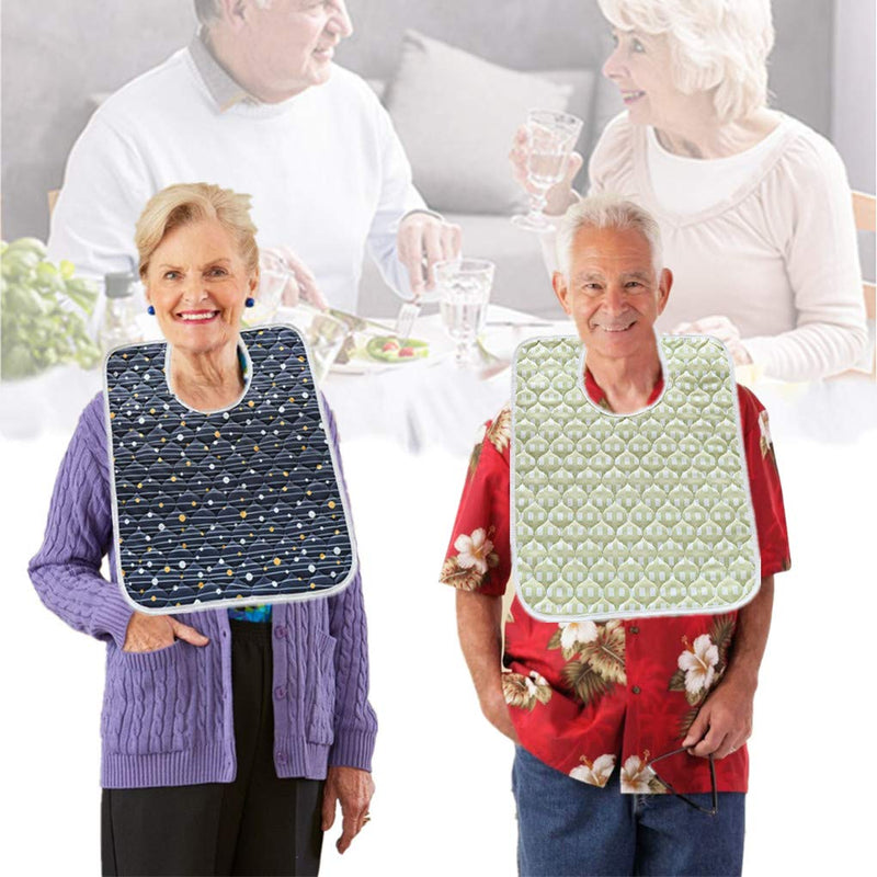[Australia] - Waterproof Adult Bib for Elderly & Disabled - Mealtime Clothing Protector Daily Living Eating Aids Accessories, 6 Pack Black Green 