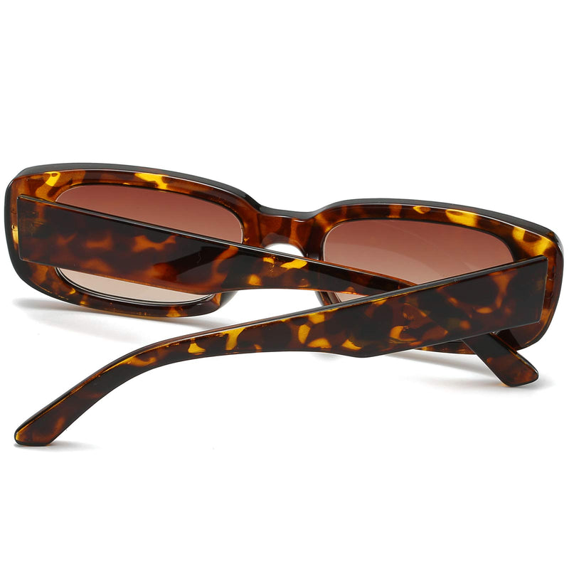 [Australia] - Rectangle Sunglasses for Women Retro Fashion Bold Frame UV 400 Protection Trendy Sun Glasses 2 Pack: Black/Brown 