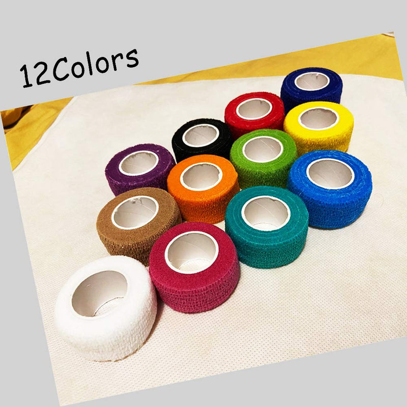 [Australia] - (12-Pack) 1” x 5 Yards | Self Adhesive Bandage Wrap, Kuvvfe Athletic Elastic Cohesive Bandage for Sports Injury,Strain,Knee & Wrist,Ankle Sprains & Swelling First Aid 1x180 Inch (Pack of 12) 