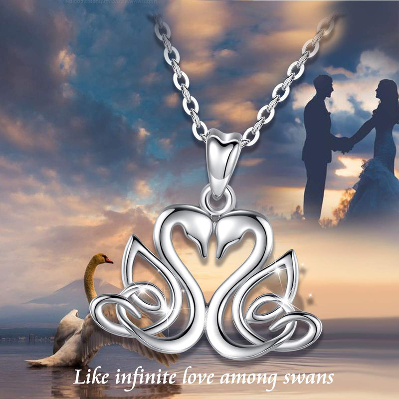 [Australia] - Eusense Sterling Silver Swans Necklace Pendant Infinity Love Necklaces Birthday Jewelry Gifts with 18'' Chain for Women Girls 