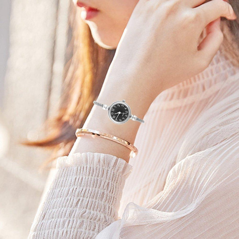 [Australia] - Women Quartz Watches, Female Analog Round Alloy Strap Open Bracelet Wristwatch, Suitable for Ladies/Girls with Small Wrists #03 