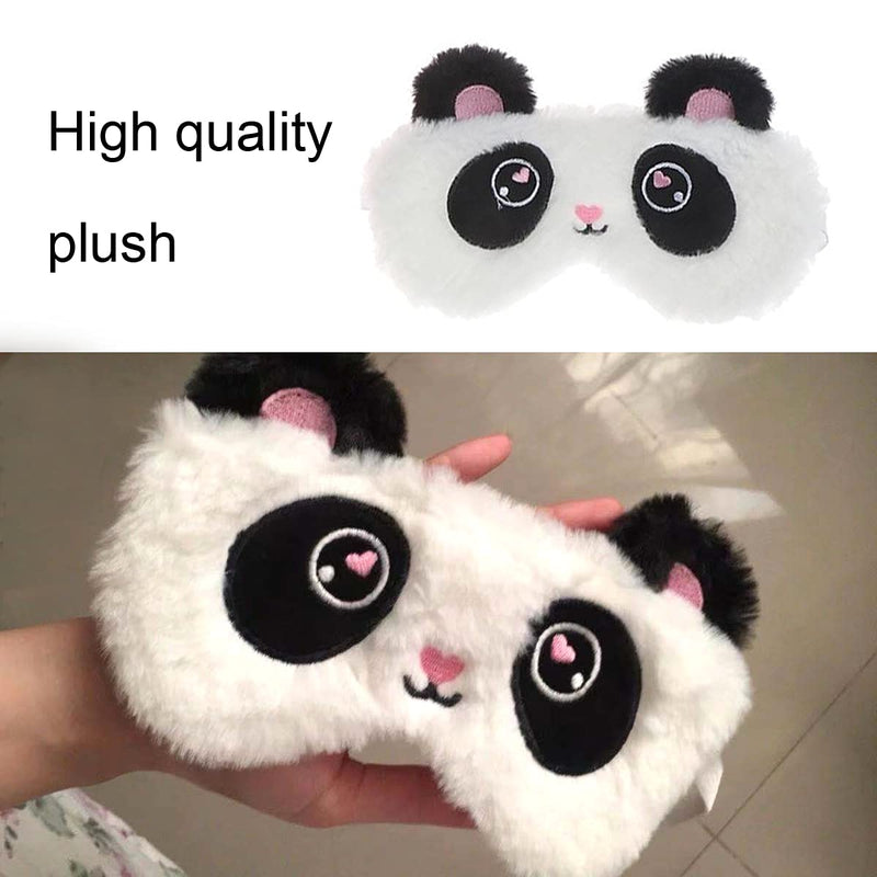 [Australia] - 2 Pcs Panda Fluffy Sleep Eye Masks Cute Animal Plush Eye Masks Elastic Sleeping Eye Covers for Travel, Office, Home Sleep Shading 