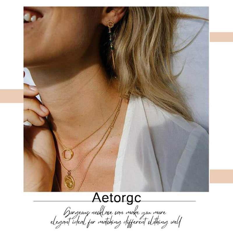 [Australia] - Aetorgc Boho Layered Necklace Chain Love Pendant Necklaces Jewelry for Women and Girls (Silver) Silver 