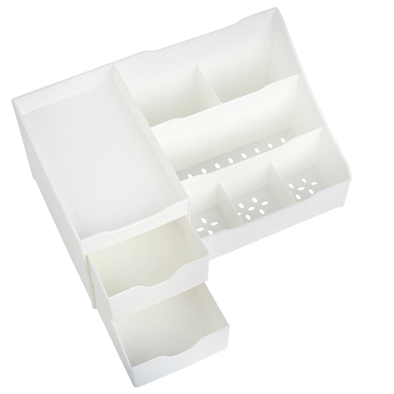 [Australia] - Mantello Makeup Organizer - Vanity Box with Drawers for Cosmetics, Jewelry, Accessories, Nail Care Essentials, Skincare Items - Multi-Purpose Plastic Tabletop Cabinet for Storage & Display - White 