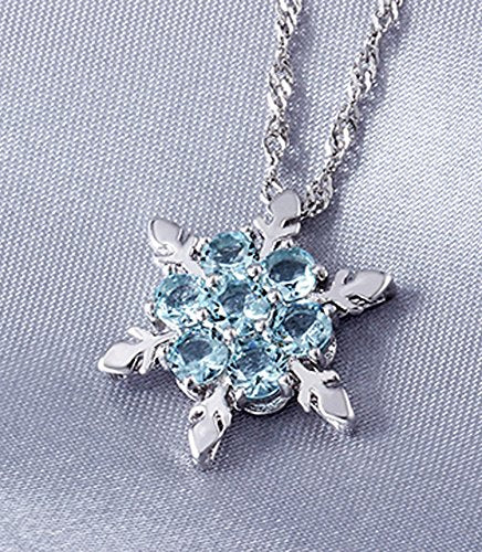 [Australia] - findout Women 925 Silver Cubic Zirconia White Blue Crystal Snownflake Pendant Necklace And Earring Jewellery Set For Women Girls (f1634) 