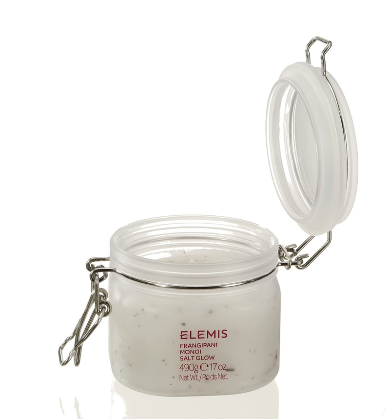 [Australia] - ELEMIS Frangipani Monoi Salt Glow, Skin Softening Salt Body Scrub to Exfoliate, Smooth and Soften, Lightly Scented Exfoliating Scrub Infused with Minerals to Cleanse and Hydrate Skin, 490g 