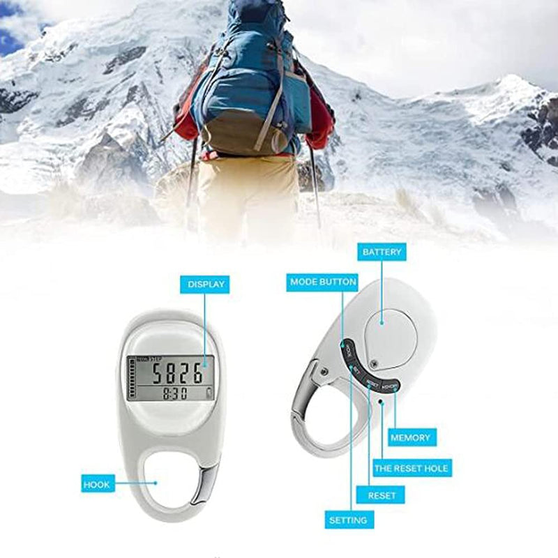 [Australia] - 3D Digital Step Counter for Walking Clip on Pedometer with Clip Activity Time 7 Days Memory Walking Distance Miles/km Exercise Fitness Activity Calorie for Men Women Kids White 