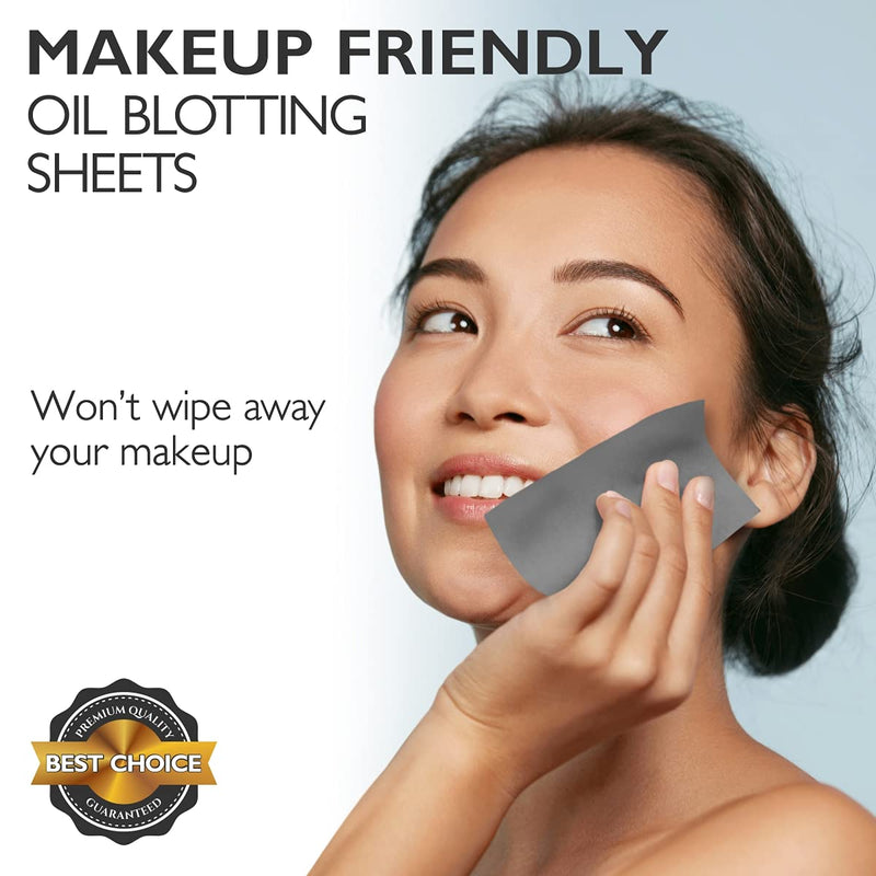 [Australia] - Natural Blotting Paper for Oily Skin with Bamboo Charcoal - 25% Larger - 1pk/100 Oil Blotting Sheets for Face - Makeup Friendly - Easy To Grab One 1 Pack 