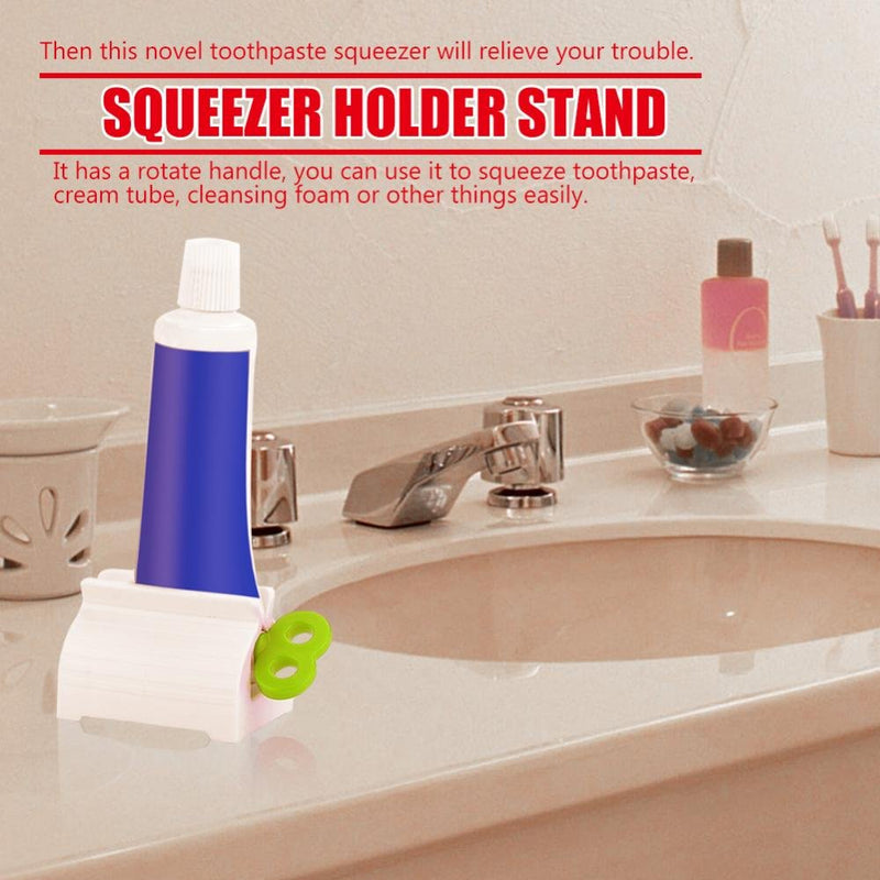 [Australia] - Rolling Tube Toothpaste Squeezer Novel Rotate Handle Dispenser Super Convenient Saver Multipurpose Sucker Easy Plastic Stand Holder for Bathroom(Green) Green 