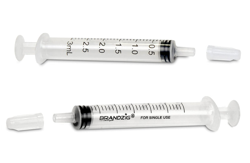 [Australia] - 3ml Syringe With Cap (100 Pack) | Oral Dispenser Without Needle, Luer Slip Tip | Individually Wrapped Medicine Dropper For Infants & Pets 